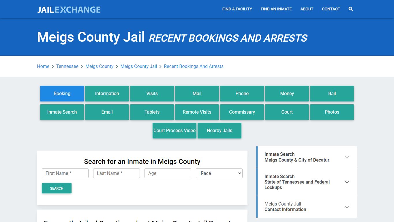 Meigs County Jail TN Recent Arrests and Bookings - Jail Exchange