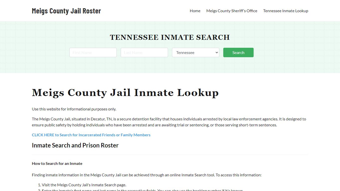 Meigs County Jail Roster Lookup, TN, Inmate Search